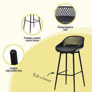 Gardeon 3PC Outdoor Bar Set Stools Dining Chairs Table Patio Furniture Bistro Set Black ODF-BARSET-3PP-BK