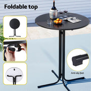 Gardeon 3PC Outdoor Bar Set Stools Dining Chairs Table Patio Furniture Bistro Set Black ODF-BARSET-3PP-BK