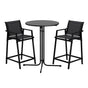 Gardeon 3PC Outdoor Bar Set Stools Dining Chairs Table Patio Furniture Bistro Set Steel Black ODF-BARSET-3TEX-BK