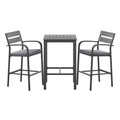 Gardeon 3Pcs Outdoor Bar Set Stools Dining Chairs Table Patio Aluminium Bistro Set Black ODF-BARSET-BK-3SET-AB