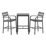 Gardeon 3Pcs Outdoor Bar Set Stools Dining Chairs Table Patio Aluminium Bistro Set Black ODF-BARSET-BK-3SET-AB