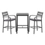Gardeon 3Pcs Outdoor Bar Set Stools Dining Chairs Table Patio Aluminium Bistro Set Black ODF-BARSET-BK-3SET-AB