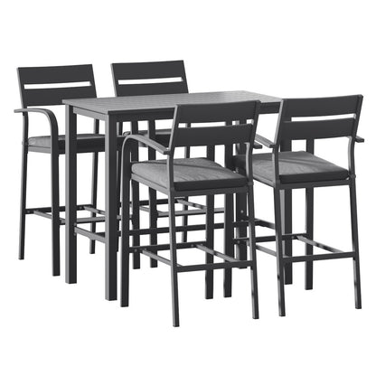 Gardeon Outdoor Bar Set 5-Piece Patio Dining Chairs Aluminium Table Stools ODF-BARSET-BK-5SET-AB