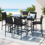 Gardeon 7PCS Outdoor Bar Set Stools Dining Chairs Table Patio Steel Bistro Set Black ODF-BARSET-BK-7STEX-ABC
