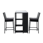 Gardeon 3-Piece Outdoor Bar Set Patio Dining Chairs Wicker Table Stools ODF-BARSET-STORE-3SET