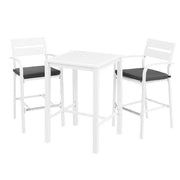 Gardeon Outdoor Bar Set Stools 3-Piece Dining Chairs Table Patio Aluminium Bistro Set ODF-BARSET-WH-3SET-AB
