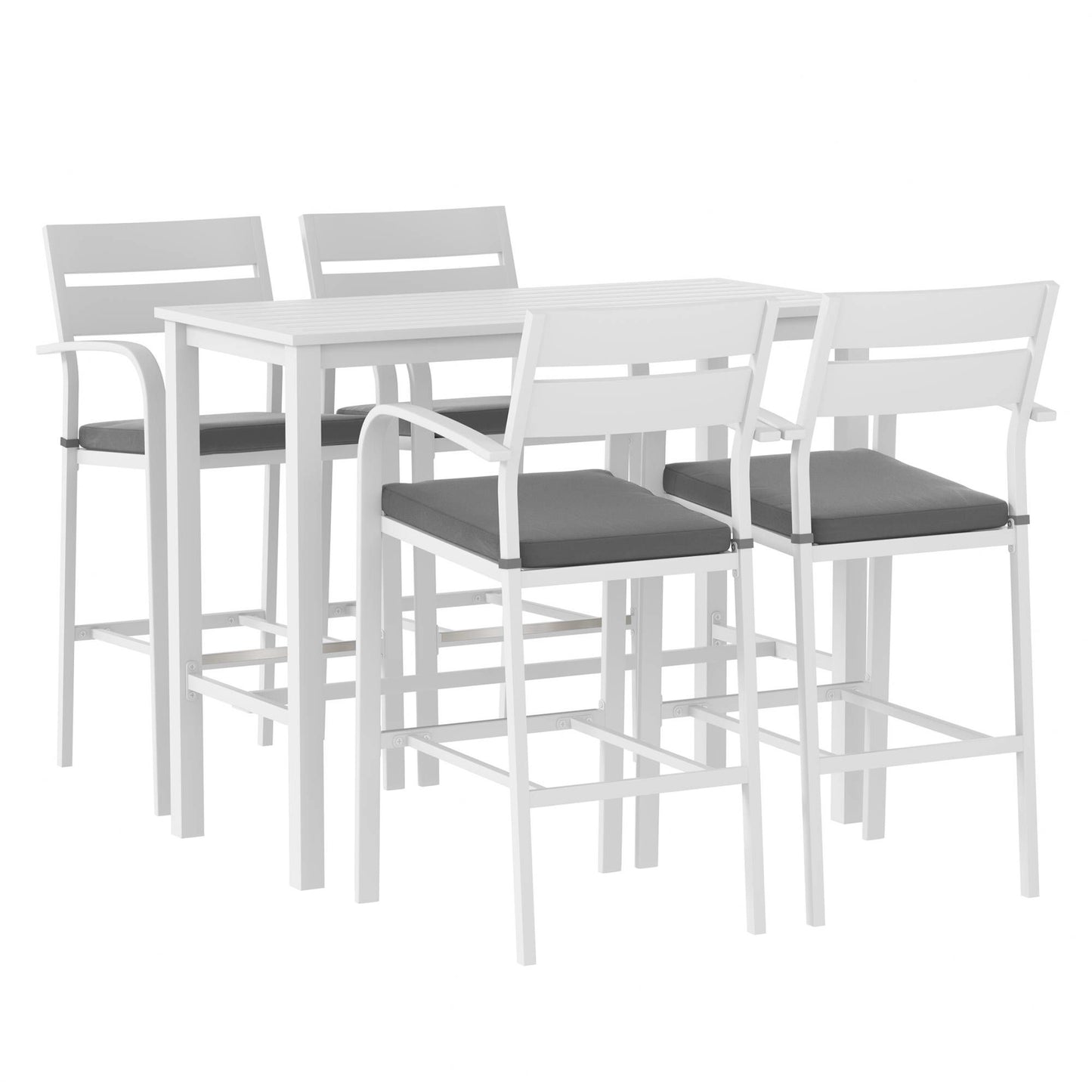 Gardeon Outdoor Bar Set 5-Piece Patio Dining Chairs Aluminium Table Stools White ODF-BARSET-WH-5SET-AB