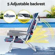 Gardeon Outdoor Chairs Beach Chair Backpack Cooler Storage Lightweight Fishing Blue ODF-BEACH-FC110-BL-2X
