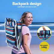 Gardeon Outdoor Chairs Beach Chair Backpack Cooler Storage Lightweight Fishing Blue ODF-BEACH-FC110-BL-2X