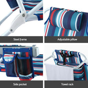 Gardeon Outdoor Chairs Beach Chair Backpack Cooler Storage Lightweight Fishing Blue ODF-BEACH-FC110-BL-2X