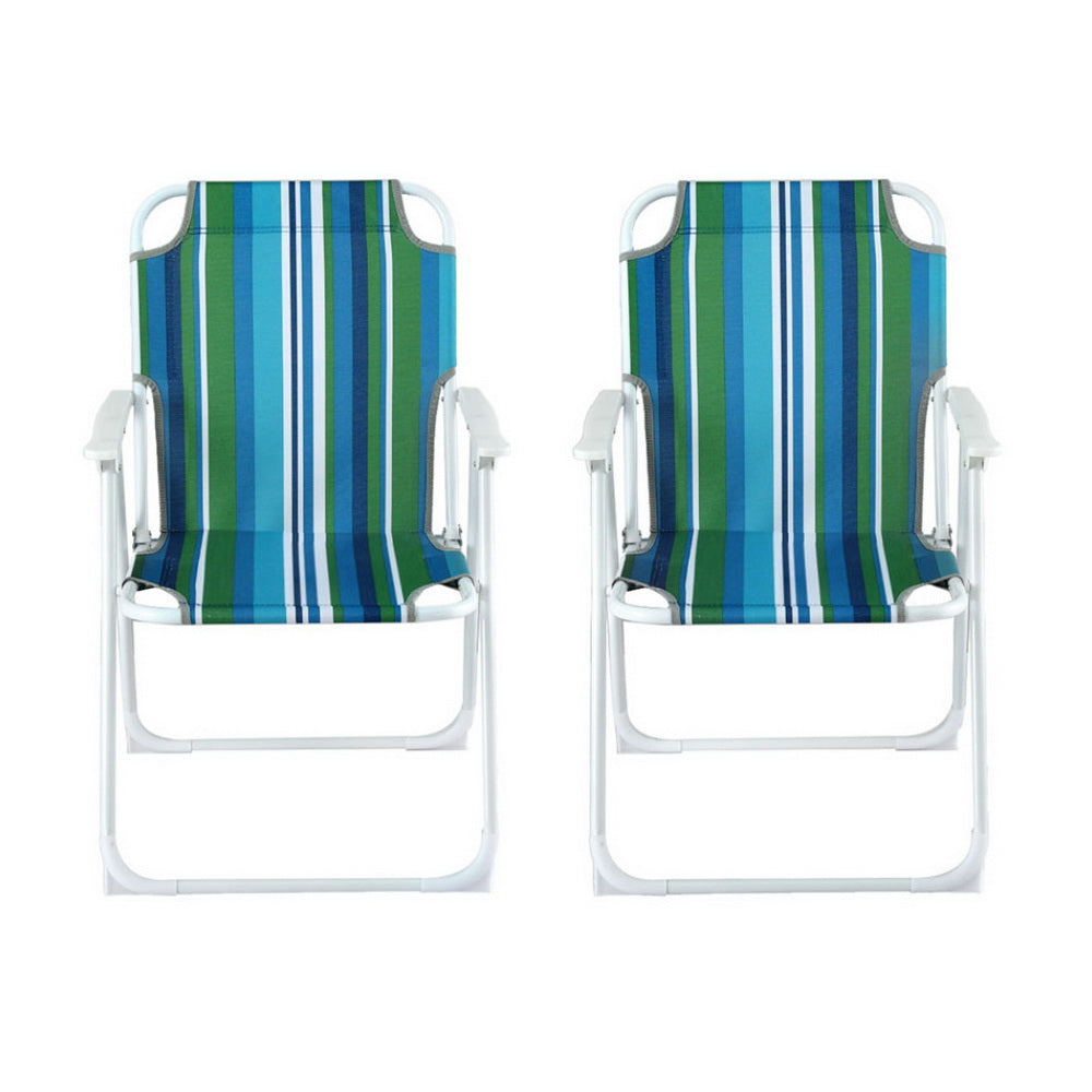 Gardeon Outdoor Chairs Folding Camping Chair Steel Portable Patio Furniture ODF-BEACH-FC39-BL-2X