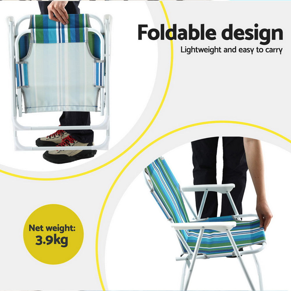 Gardeon Outdoor Chairs Folding Camping Chair Steel Portable Patio Furniture ODF-BEACH-FC39-BL-2X