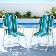 Gardeon Outdoor Chairs Folding Camping Chair Steel Portable Patio Furniture ODF-BEACH-FC39-BL-2X