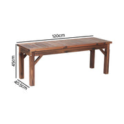 Gardeon Garden Benches Garden Seating Backless Timber Seat 120cm Brown