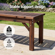 Gardeon Garden Benches Garden Seating Backless Timber Seat 120cm Brown