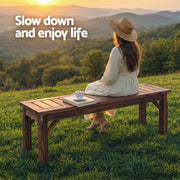 Gardeon Garden Benches Garden Seating Backless Timber Seat 120cm Brown