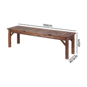 Gardeon Garden Benches Garden Seating Backless Timber Seat 150cm Brown