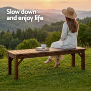 Gardeon Garden Benches Garden Seating Backless Timber Seat 150cm Brown
