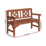 Gardeon Outdoor Garden Bench Wooden Chair 2 Seat Patio Furniture Lounge Natural ODF-BENCH-2SEAT-NTL