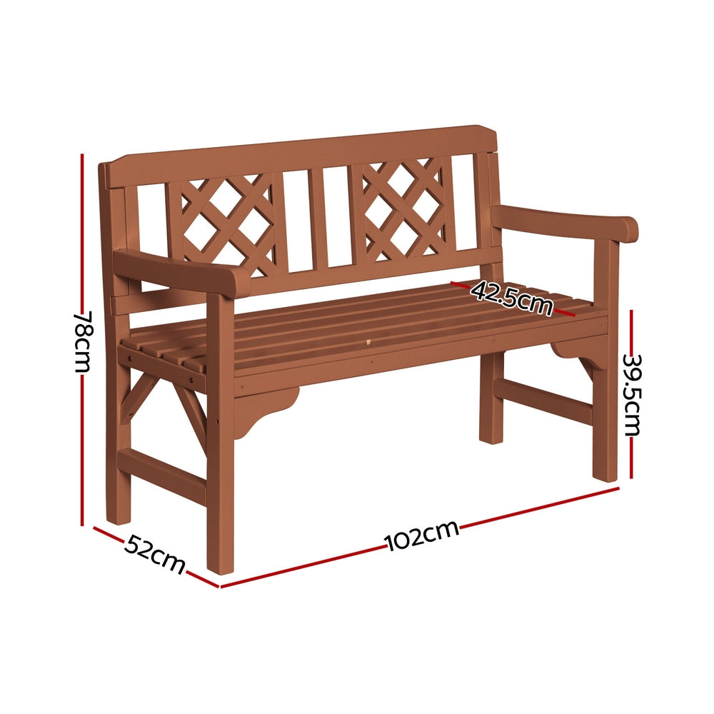Gardeon Outdoor Garden Bench Wooden Chair 2 Seat Patio Furniture Lounge Natural ODF-BENCH-2SEAT-NTL