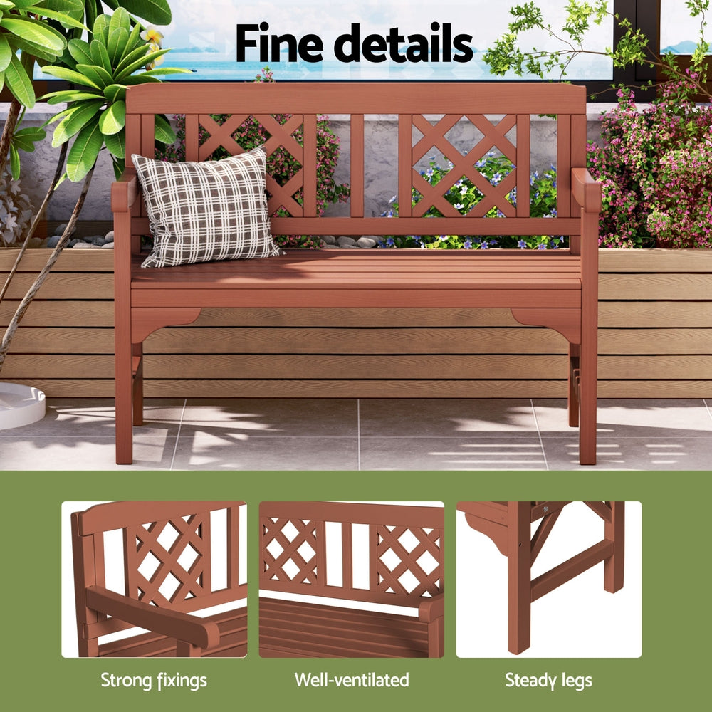 Gardeon Outdoor Garden Bench Wooden Chair 2 Seat Patio Furniture Lounge Natural ODF-BENCH-2SEAT-NTL