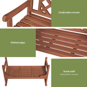Gardeon Outdoor Garden Bench Wooden Chair 2 Seat Patio Furniture Lounge Natural ODF-BENCH-2SEAT-NTL