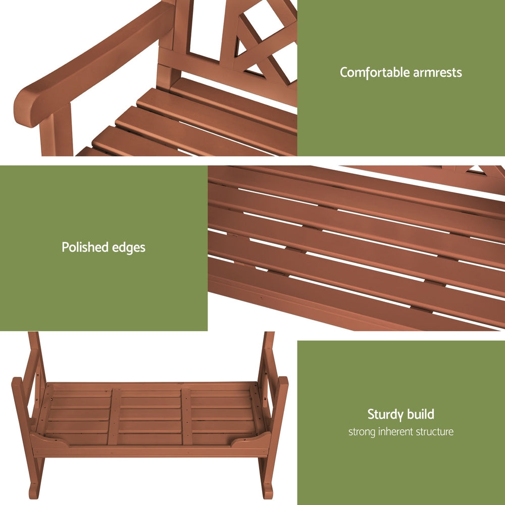 Gardeon Outdoor Garden Bench Wooden Chair 2 Seat Patio Furniture Lounge Natural ODF-BENCH-2SEAT-NTL