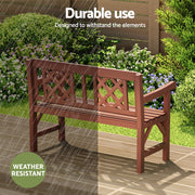 Gardeon Outdoor Garden Bench Wooden Chair 2 Seat Patio Furniture Lounge Natural ODF-BENCH-2SEAT-NTL