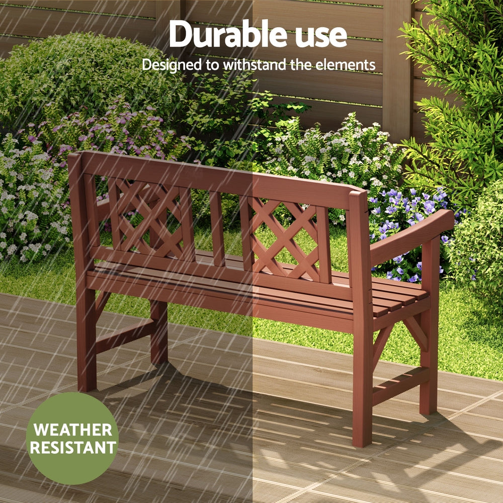 Gardeon Outdoor Garden Bench Wooden Chair 2 Seat Patio Furniture Lounge Natural ODF-BENCH-2SEAT-NTL
