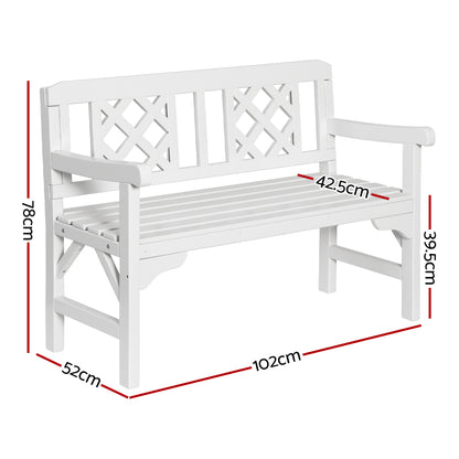 Gardeon Outdoor Garden Bench Wooden Chair 2 Seat Patio Furniture Lounge White ODF-BENCH-2SEAT-WH