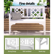 Gardeon Outdoor Garden Bench Wooden Chair 2 Seat Patio Furniture Lounge White ODF-BENCH-2SEAT-WH