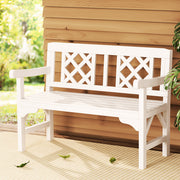 Gardeon Outdoor Garden Bench Wooden Chair 2 Seat Patio Furniture Lounge White ODF-BENCH-2SEAT-WH