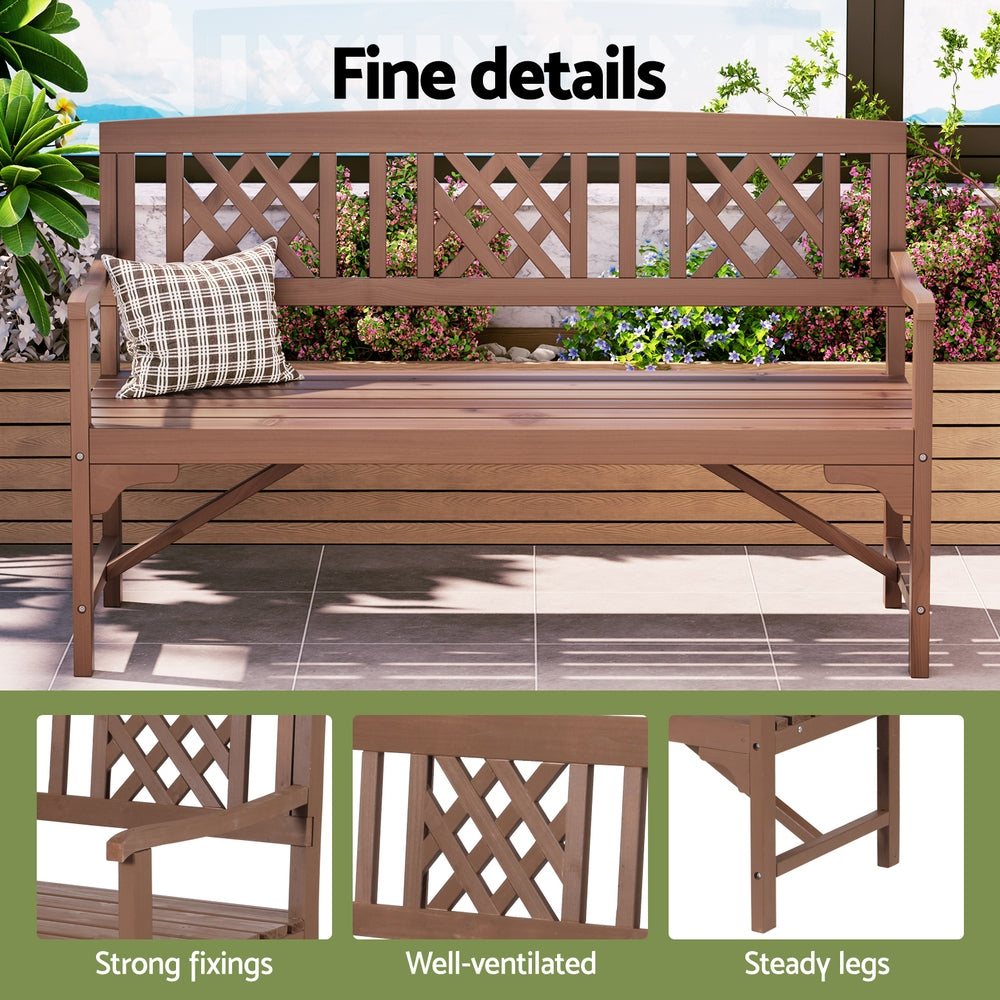 Gardeon Outdoor Garden Bench Wooden Chair 3 Seat Patio Furniture Lounge Natural ODF-BENCH-3SEAT-NTL-AB