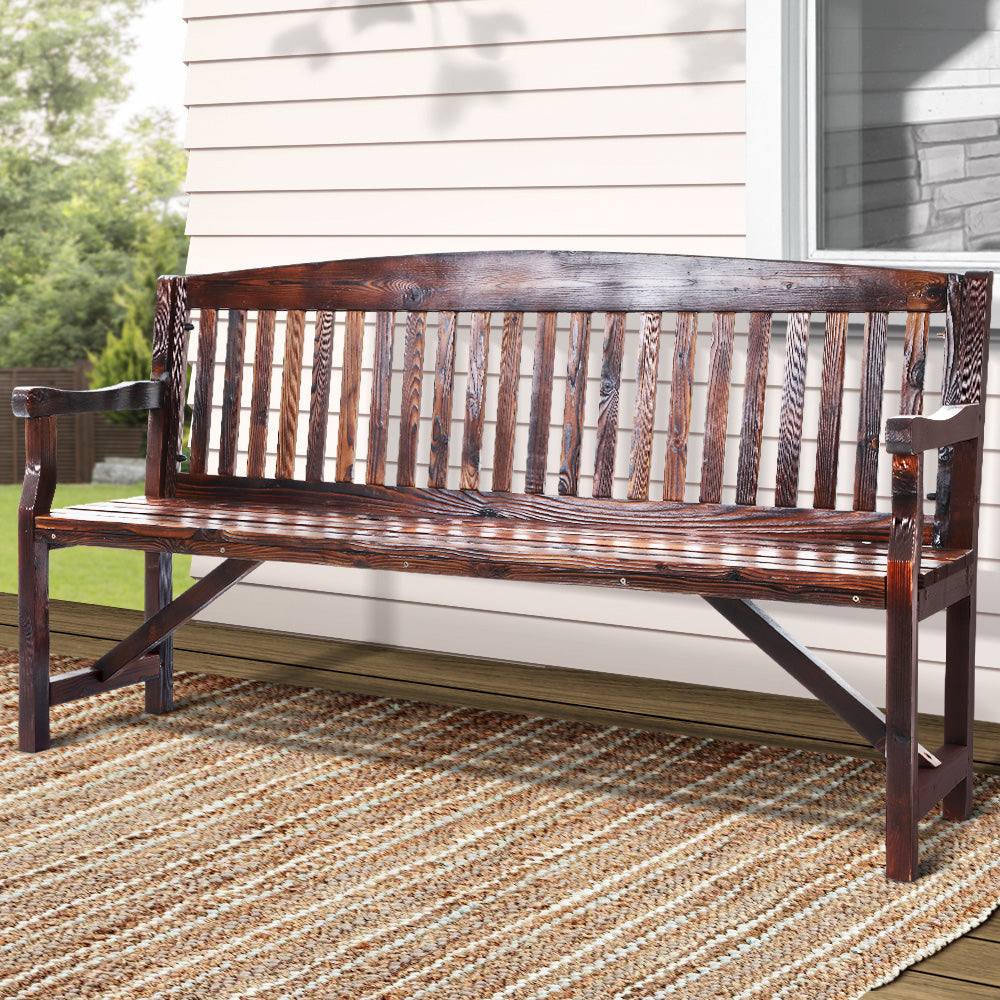 Gardeon 5FT Outdoor Garden Bench Wooden 3 Seat Chair Patio Furniture Charcoal ODF-BENCH-5FT-CC