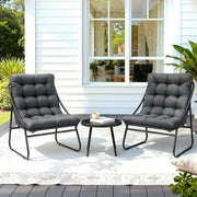 Gardeon 3PC Outdoor Bistro Set Patio Furniture Table and Chairs Steel Dining Chair ODF-BISTRO-CSL-GE