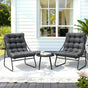 Gardeon 3PC Outdoor Bistro Set Patio Furniture Table and Chairs Steel Dining Chair ODF-BISTRO-CSL-GE