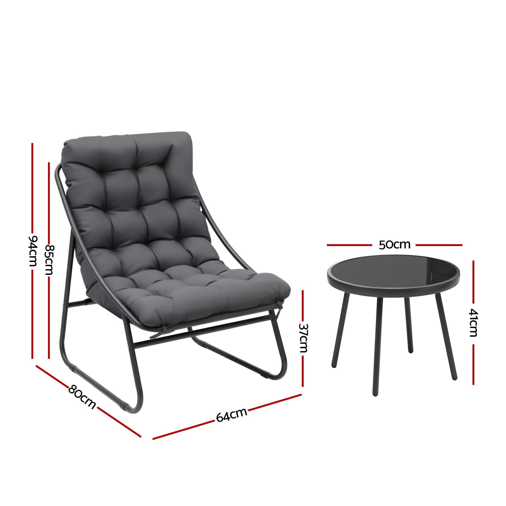 Gardeon 3PC Outdoor Bistro Set Patio Furniture Table and Chairs Steel Dining Chair ODF-BISTRO-CSL-GE
