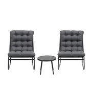 Gardeon 3PC Outdoor Bistro Set Patio Furniture Table and Chairs Steel Dining Chair ODF-BISTRO-CSL-GE