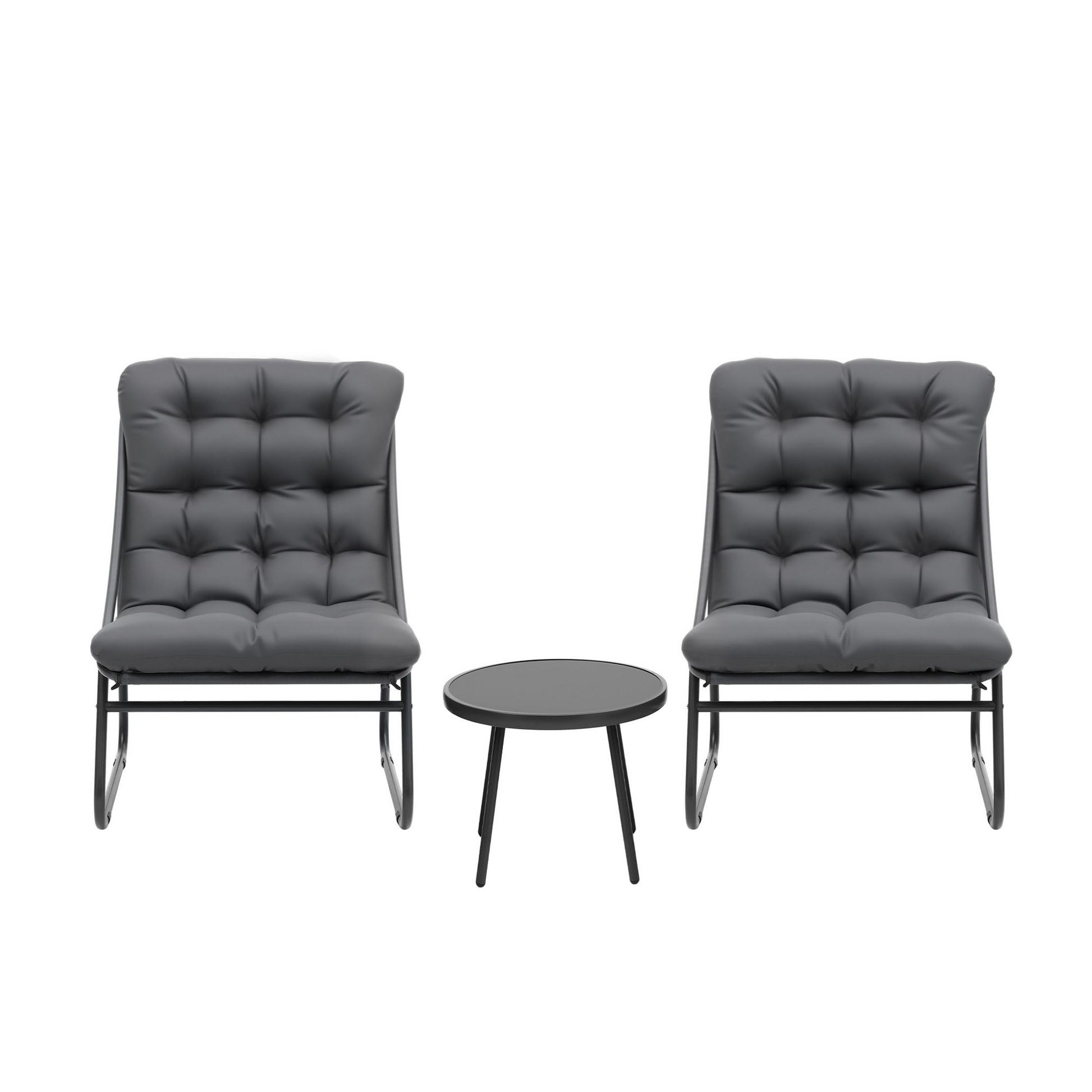 Gardeon 3PC Outdoor Bistro Set Patio Furniture Table and Chairs Steel Dining Chair ODF-BISTRO-CSL-GE