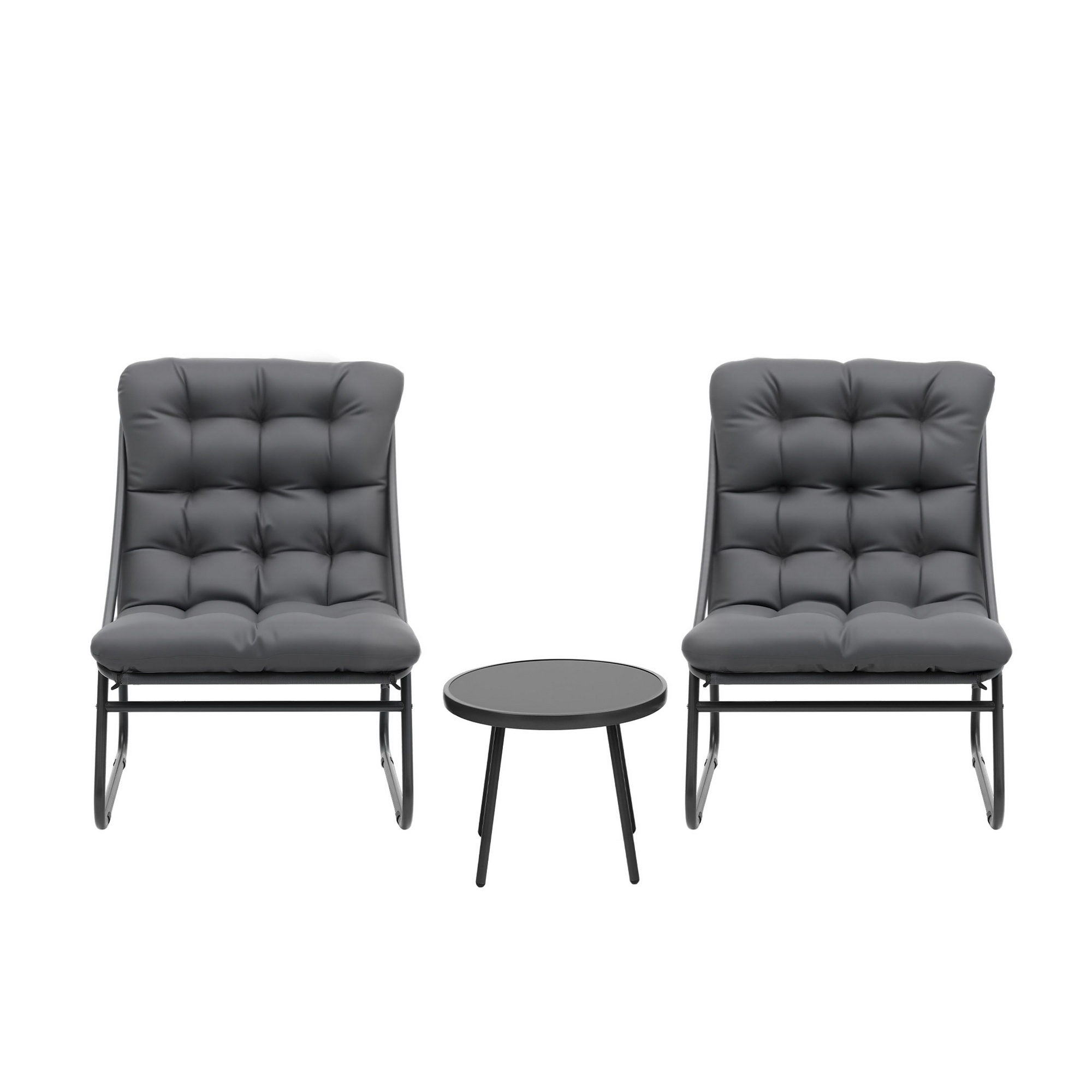 Gardeon 3PC Outdoor Bistro Set Patio Furniture Table and Chairs Steel Dining Chair ODF-BISTRO-CSL-GE