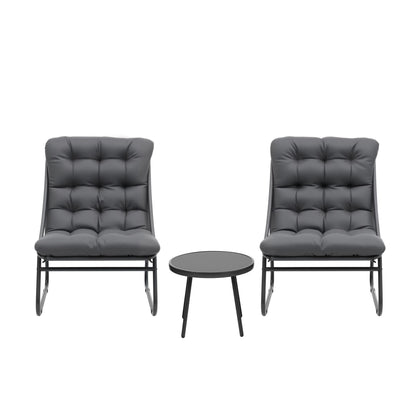 Gardeon 3PC Outdoor Bistro Set Patio Furniture Table and Chairs Steel Dining Chair ODF-BISTRO-CSL-GE