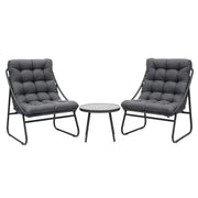 Gardeon 3PC Outdoor Bistro Set Patio Furniture Table and Chairs Steel Dining Chair ODF-BISTRO-CSL-GE