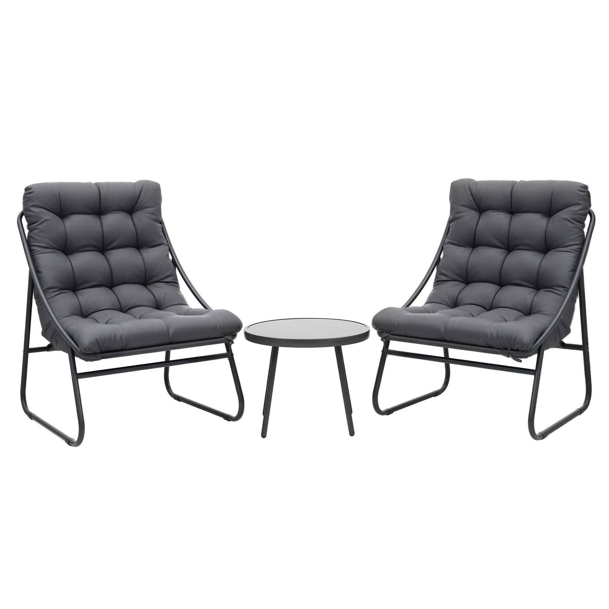 Gardeon 3PC Outdoor Bistro Set Patio Furniture Table and Chairs Steel Dining Chair ODF-BISTRO-CSL-GE