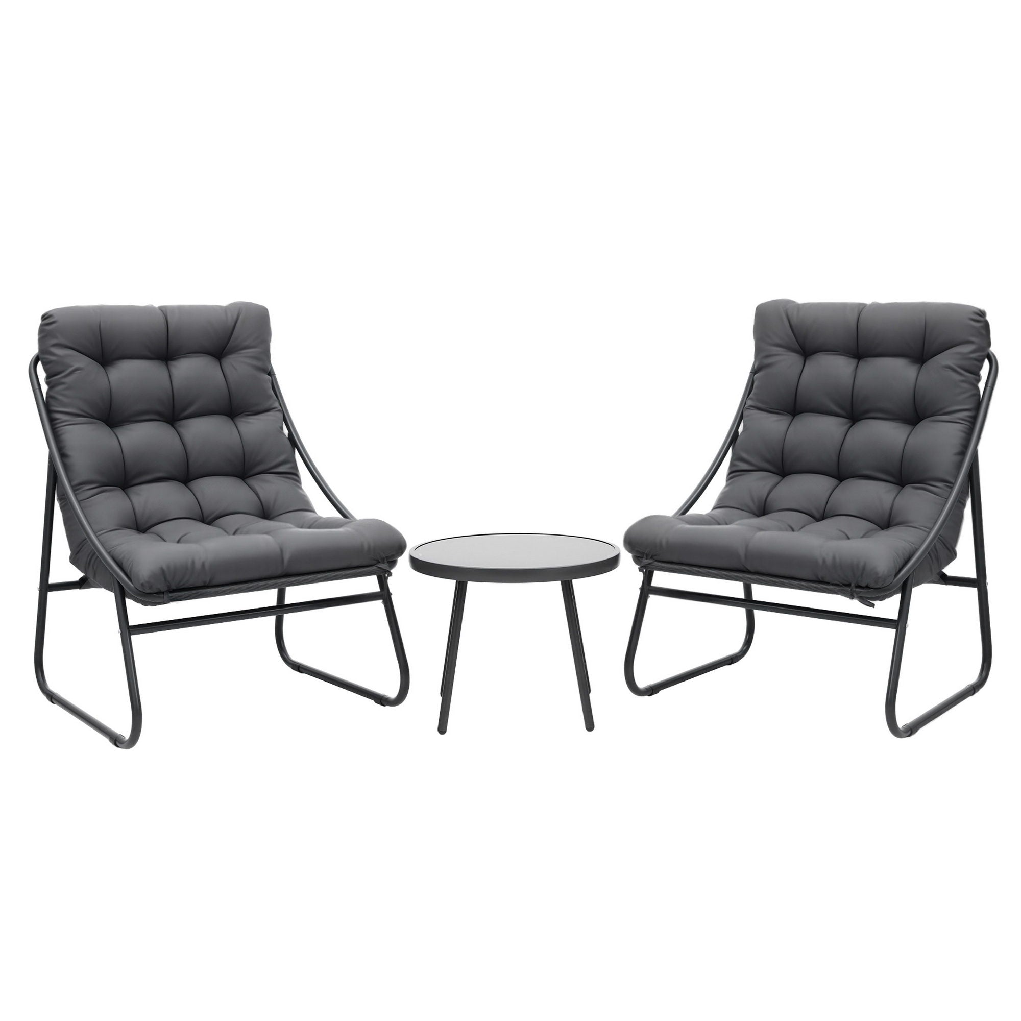 Gardeon 3PC Outdoor Bistro Set Patio Furniture Table and Chairs Steel Dining Chair ODF-BISTRO-CSL-GE