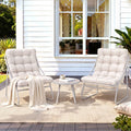 Gardeon 3PC Outdoor Bistro Set Patio Furniture Table and Chairs Steel Dining Chair Khaki