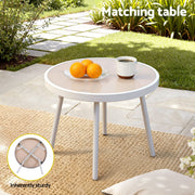 Gardeon 3PC Outdoor Bistro Set Patio Furniture Table and Chairs Steel Dining Chair Khaki