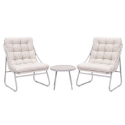 Gardeon 3PC Outdoor Bistro Set Patio Furniture Table and Chairs Steel Dining Chair Khaki