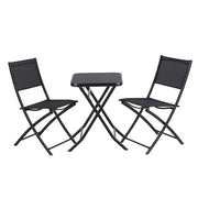 Gardeon Outdoor Bistro Set Folding Table and Chairs Patio Furniture Garden Steel Black ODF-BISTRO-FDTEX-BK