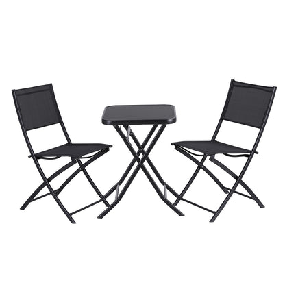 Gardeon Outdoor Bistro Set Folding Table and Chairs Patio Furniture Garden Steel Black ODF-BISTRO-FDTEX-BK