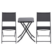 Gardeon Outdoor Bistro Set Folding Table and Chairs Patio Furniture Garden Steel Black ODF-BISTRO-FDTEX-BK